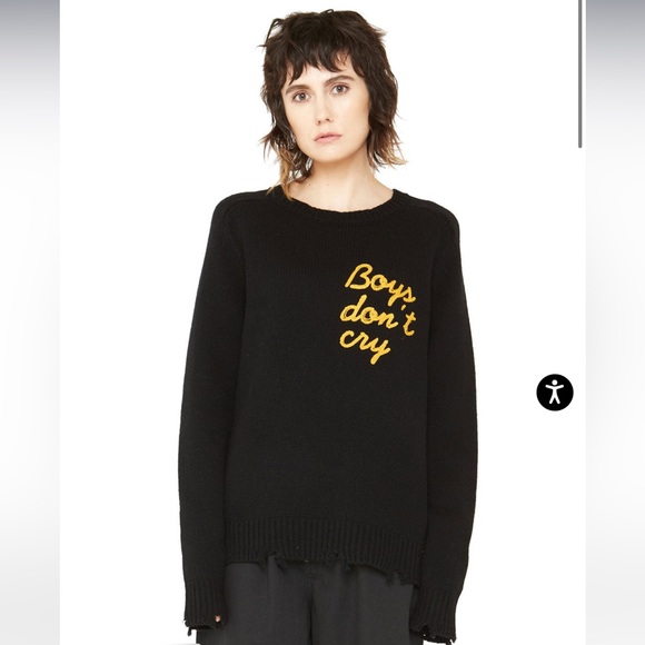 Chaser BOYS DON’T CRY CASHMERE SWEATER - BLACK - Picture 1 of 5